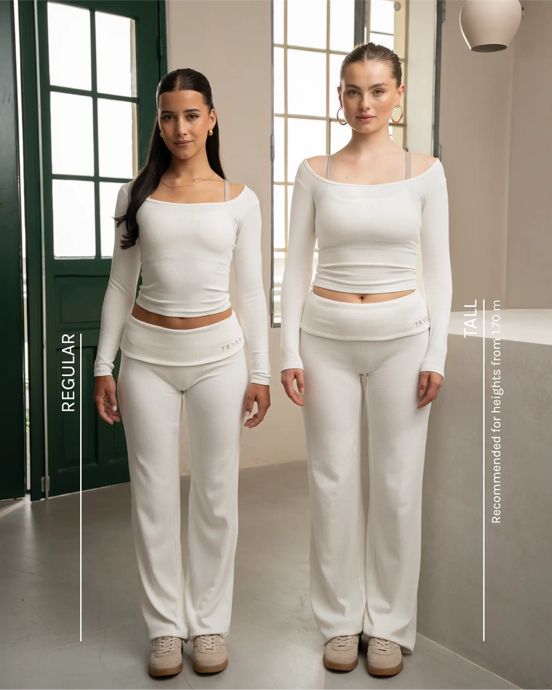 Soft Ribbed Foldover Straight Leg Pants Regular ''Midnight''