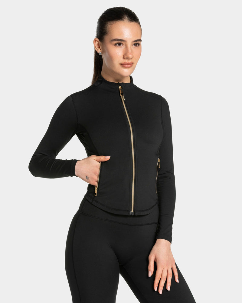Allrounder Shaping Zip Jacke "Schwarz - Gold"