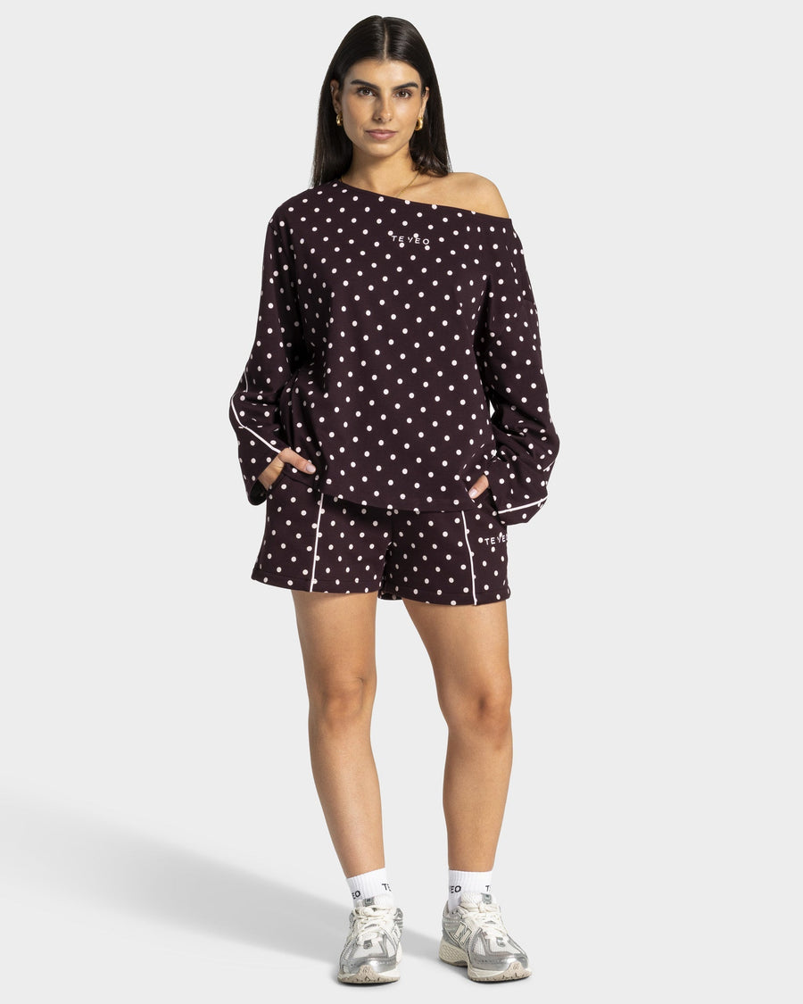Contrastline Oversized Shorts "Polkadot Merlot"