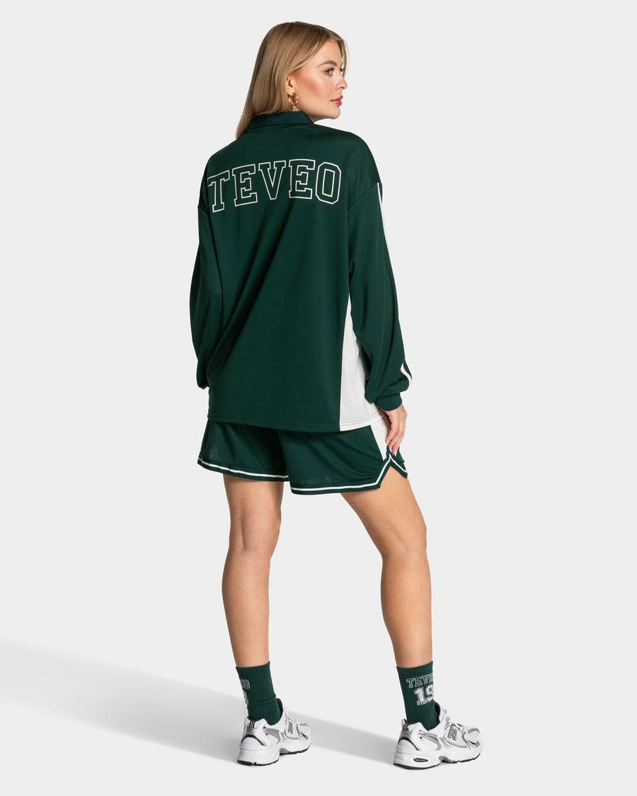 Football Polo Longsleeve "Dunkelgrün"