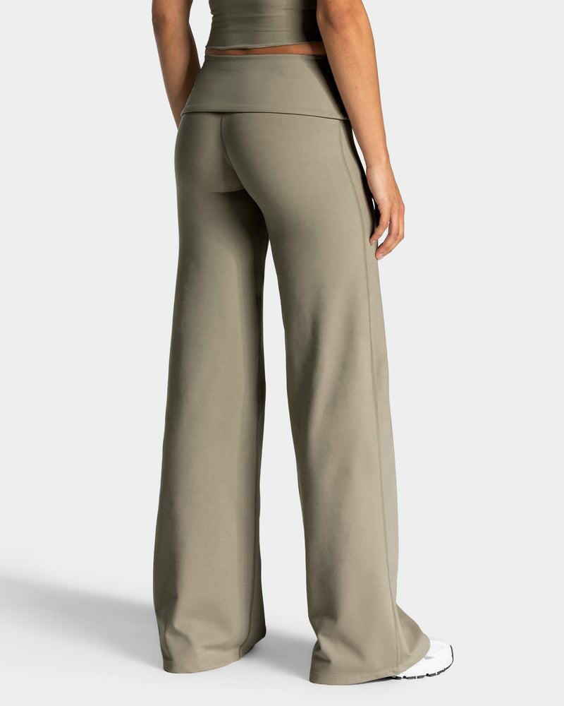 Mellow Fold Over Straight Leg Pants Tall "Khaki"