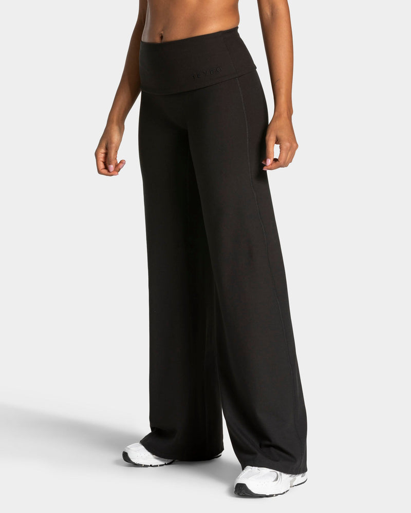 Mellow Fold Over Straight Leg Pants Regular "Schwarz"