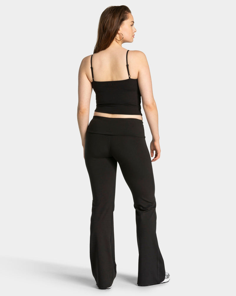 Mellow Fold Over Flared Leggings Tall "Schwarz"