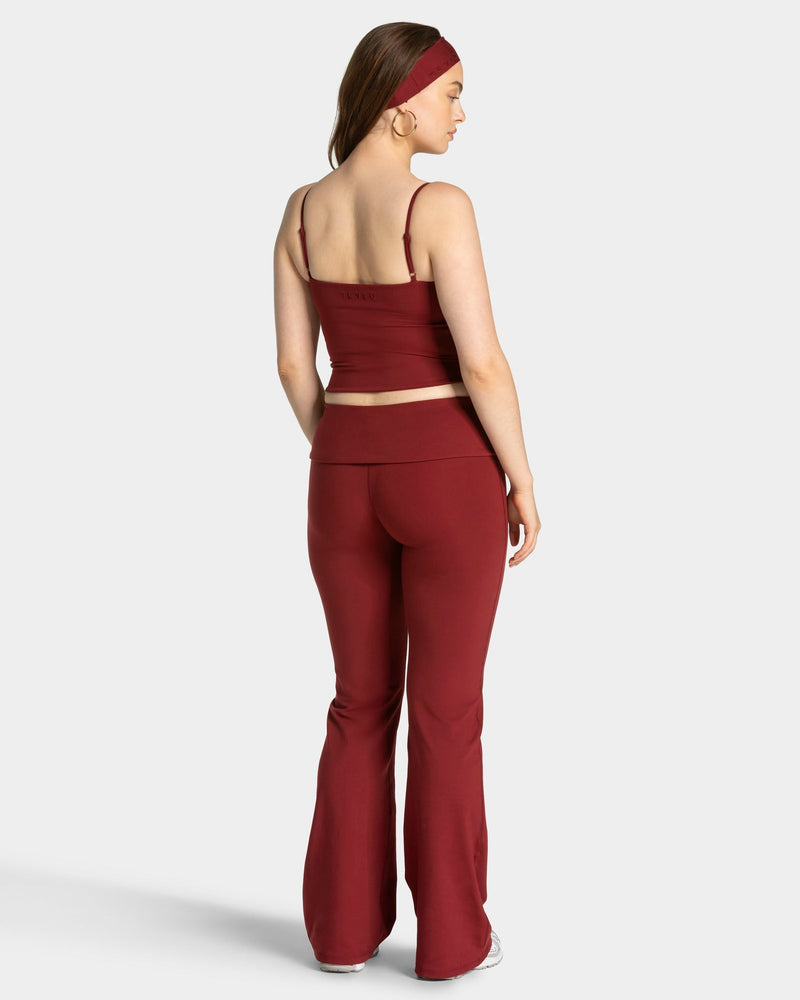 Mellow Fold Over Flared Leggings Tall "Weinrot"