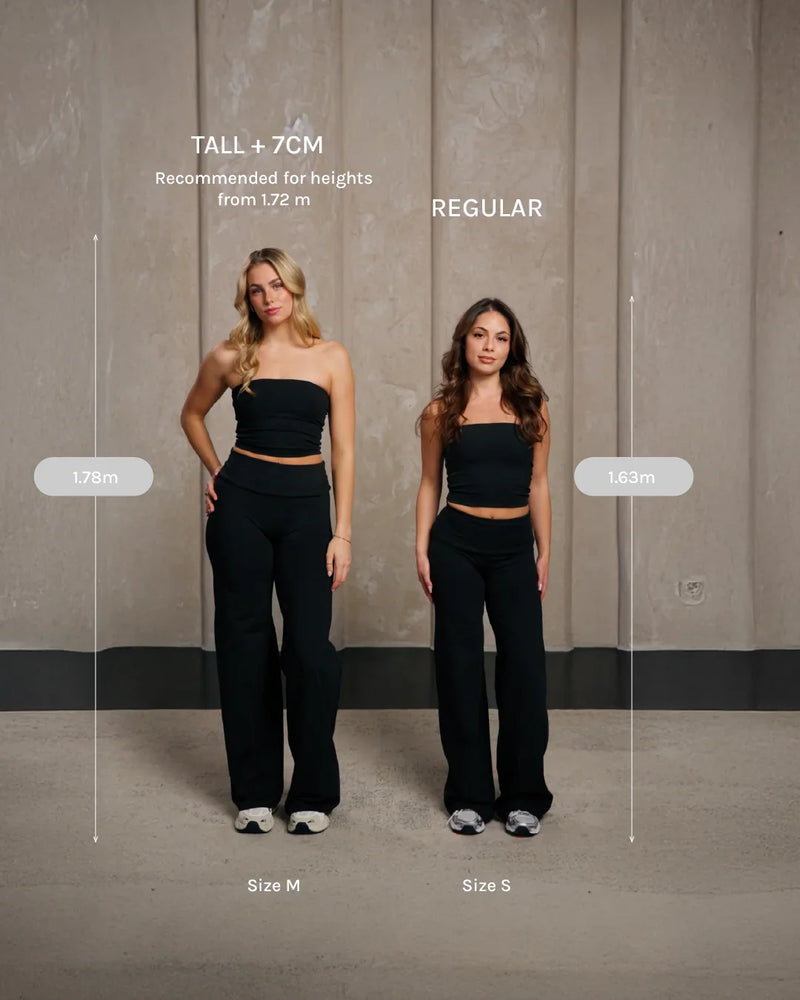 Mellow Fold Over Straight Leg Pants Tall "Schwarz"