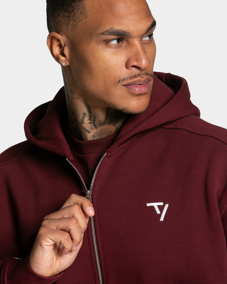 Contrastline Zip Jacke "Weinrot"