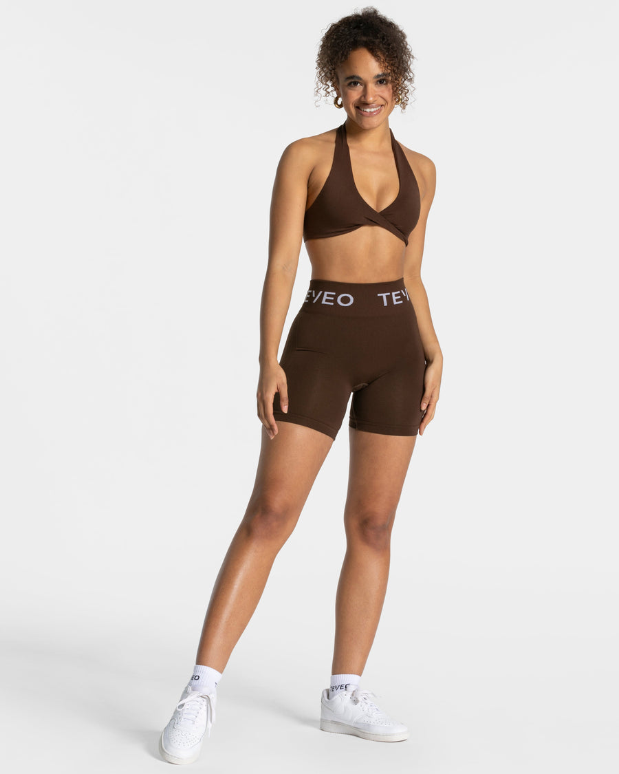Signature Covert Scrunch Shorts "Dunkelbraun"