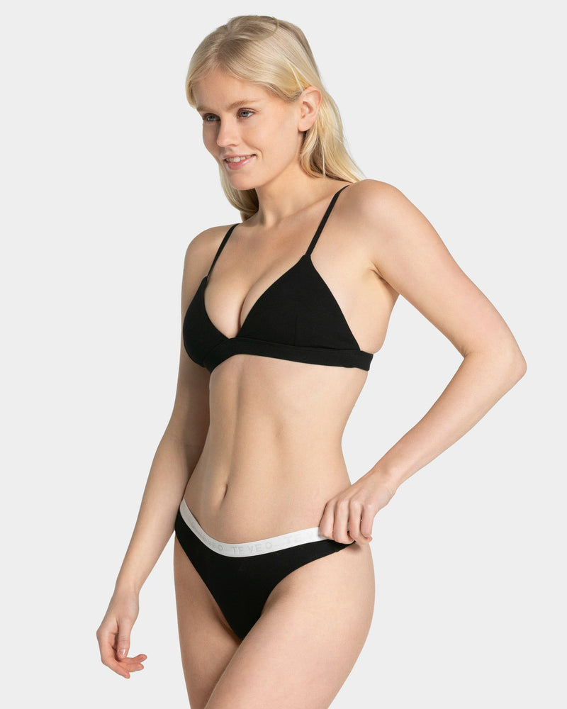 Soft Ribbed Tanga "Schwarz"