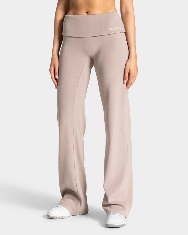 Soft Ribbed Foldover Straight Leg Pants Tall ''Cappuccino''
