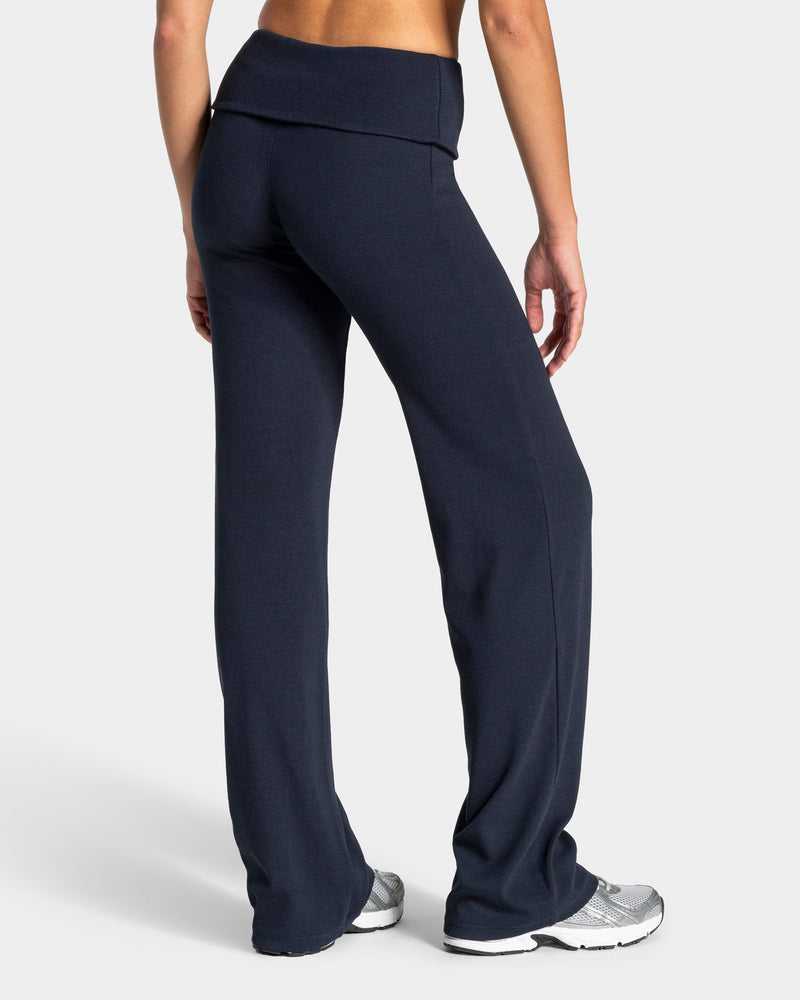 Soft Ribbed Foldover Straight Leg Pants Regular ''Midnight''