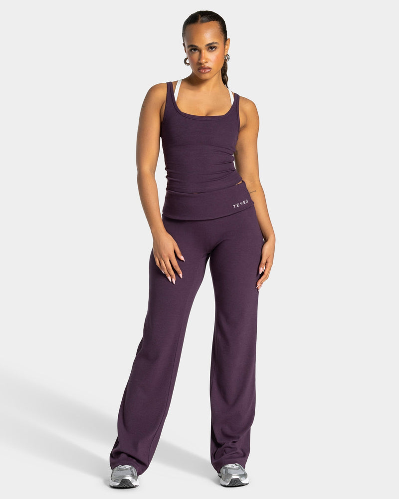 Soft Ribbed Foldover Straight Leg Pants Tall ''Blackberry''