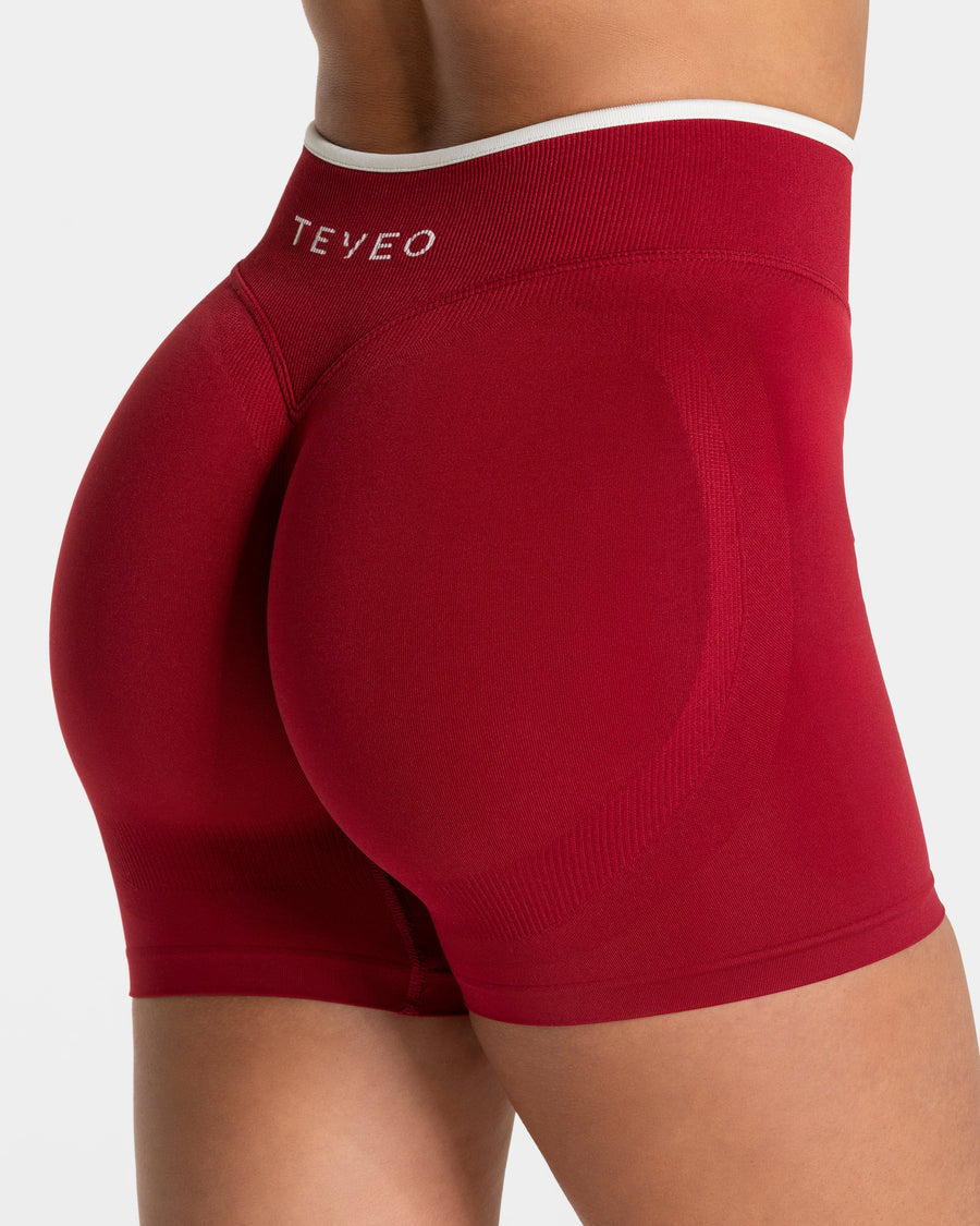 Contrastline Sculpt Scrunch Shorts "Cherry"